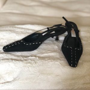 Talbots Black Suede with Creme stitching